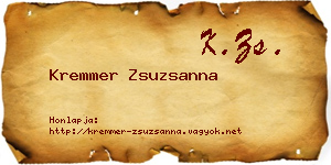 Kremmer Zsuzsanna névjegykártya